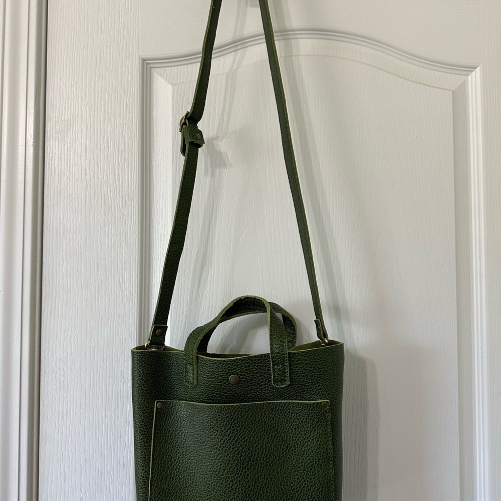 Green Leather Tote Bag